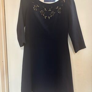 Banana Republic Navy Dress with Embellished Neckline